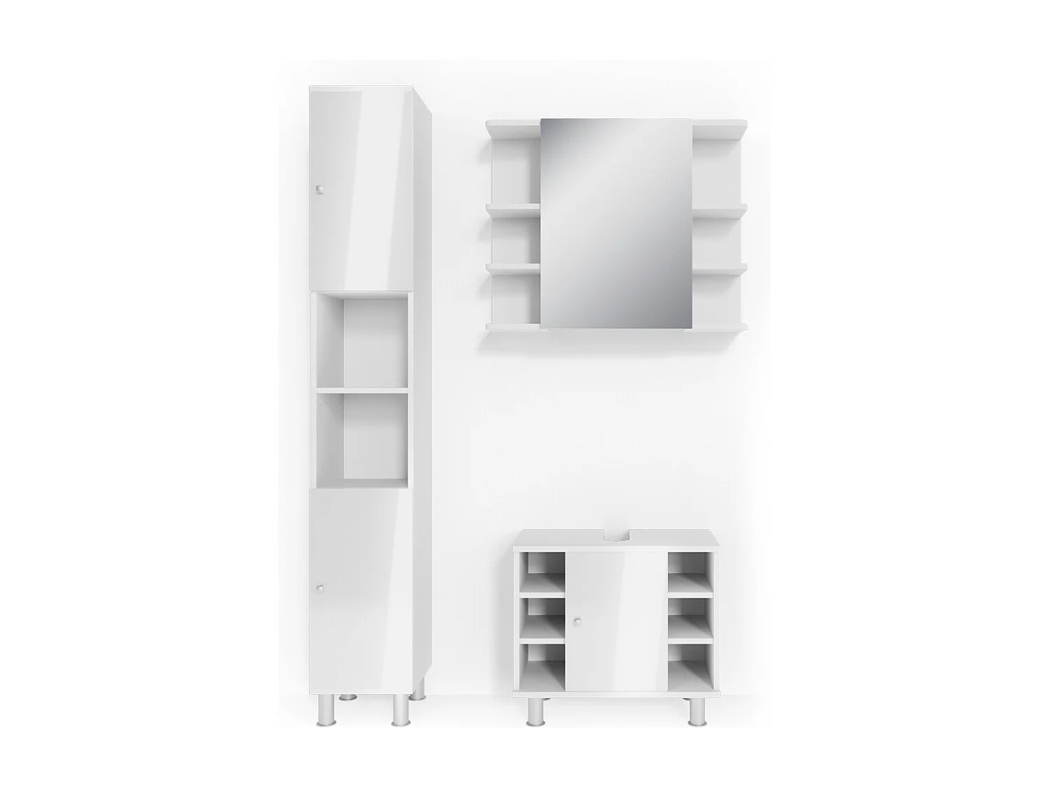 Set mobili bagno bianco lucido 60x32x54 fynn