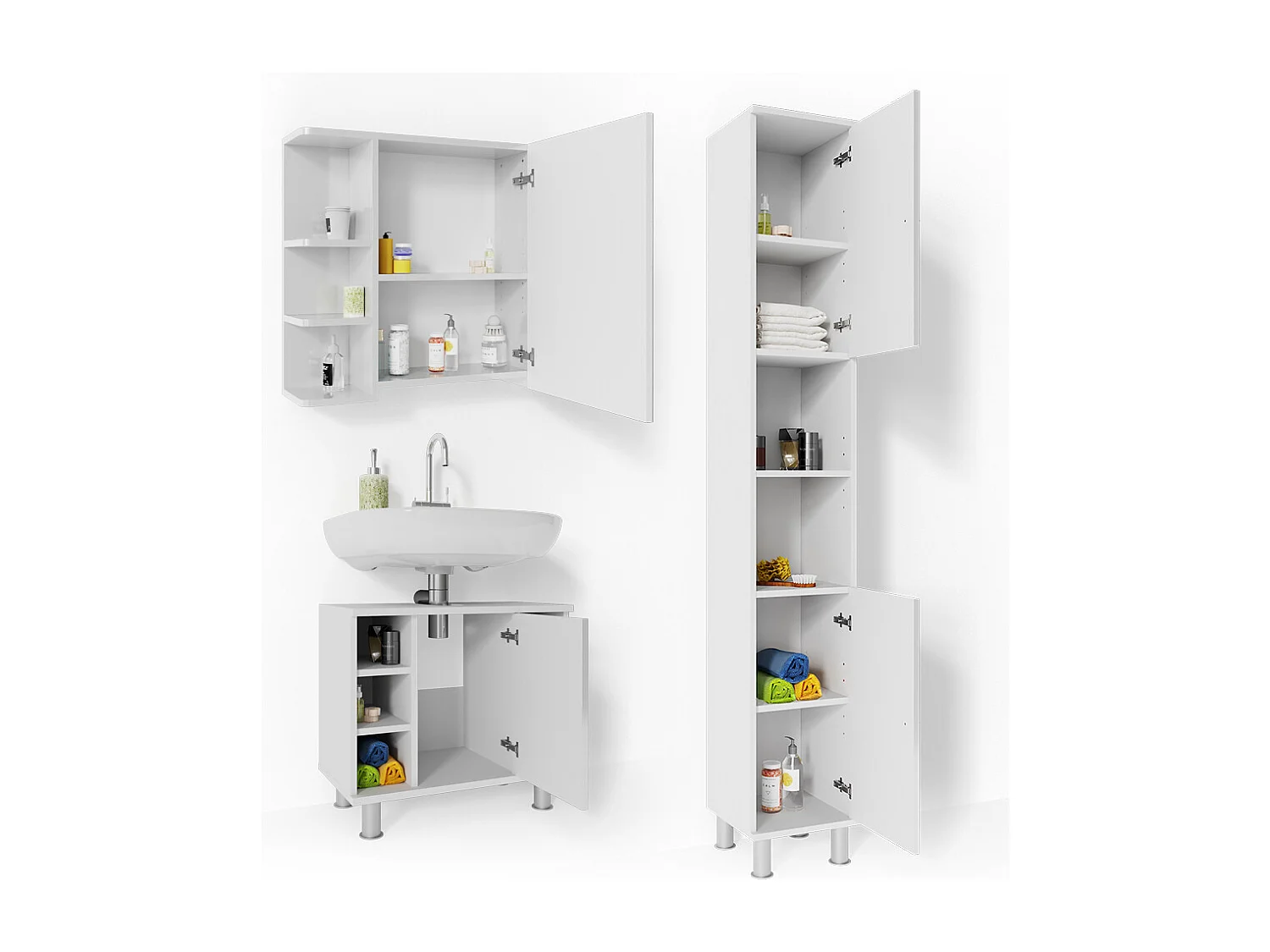 Set mobili bagno bianco lucido 60x32x54 fynn