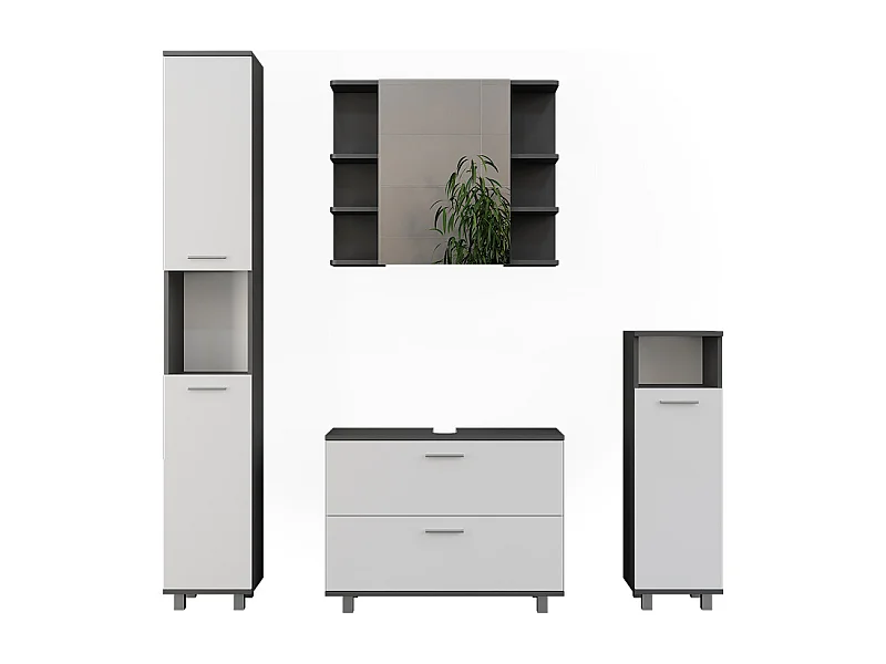 Set di mobili da bagno antracite/bianco 80.2x33x60.8 ilias