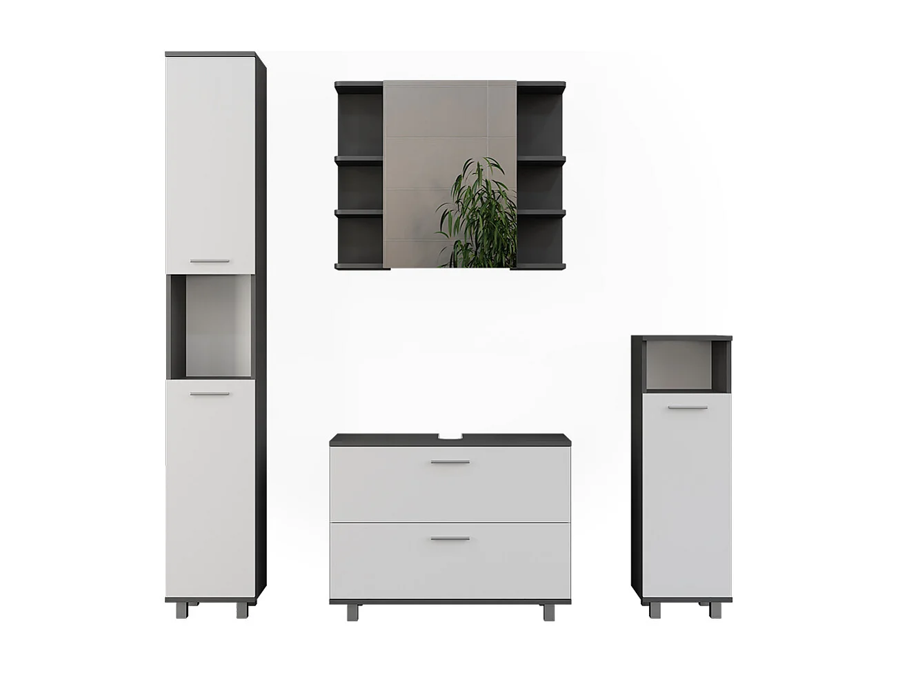 Meubles bain anthracite/blanc 80.2x33x60.8 ilias