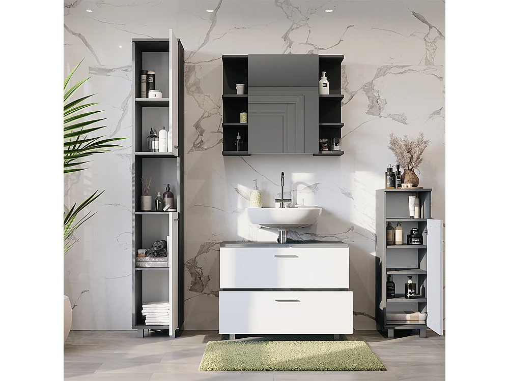 Meubles bain anthracite/blanc 80.2x33x60.8 ilias