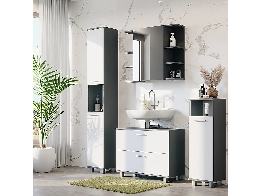Badmöbel-Set anthrazit/weiß 80.2x33x60.8 ilias