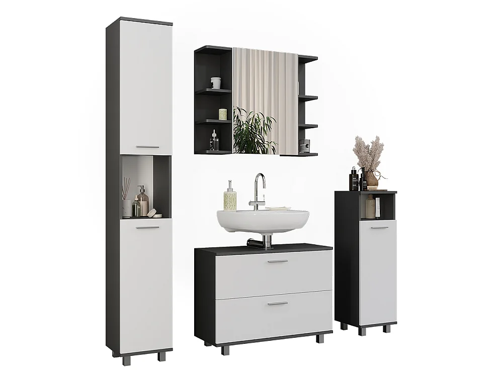 Badmöbel-Set anthrazit/weiß 80.2x33x60.8 ilias