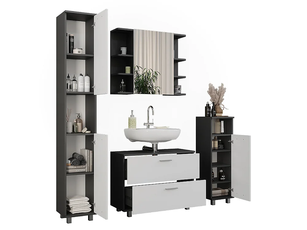 Badmöbel-Set anthrazit/weiß 80.2x33x60.8 ilias