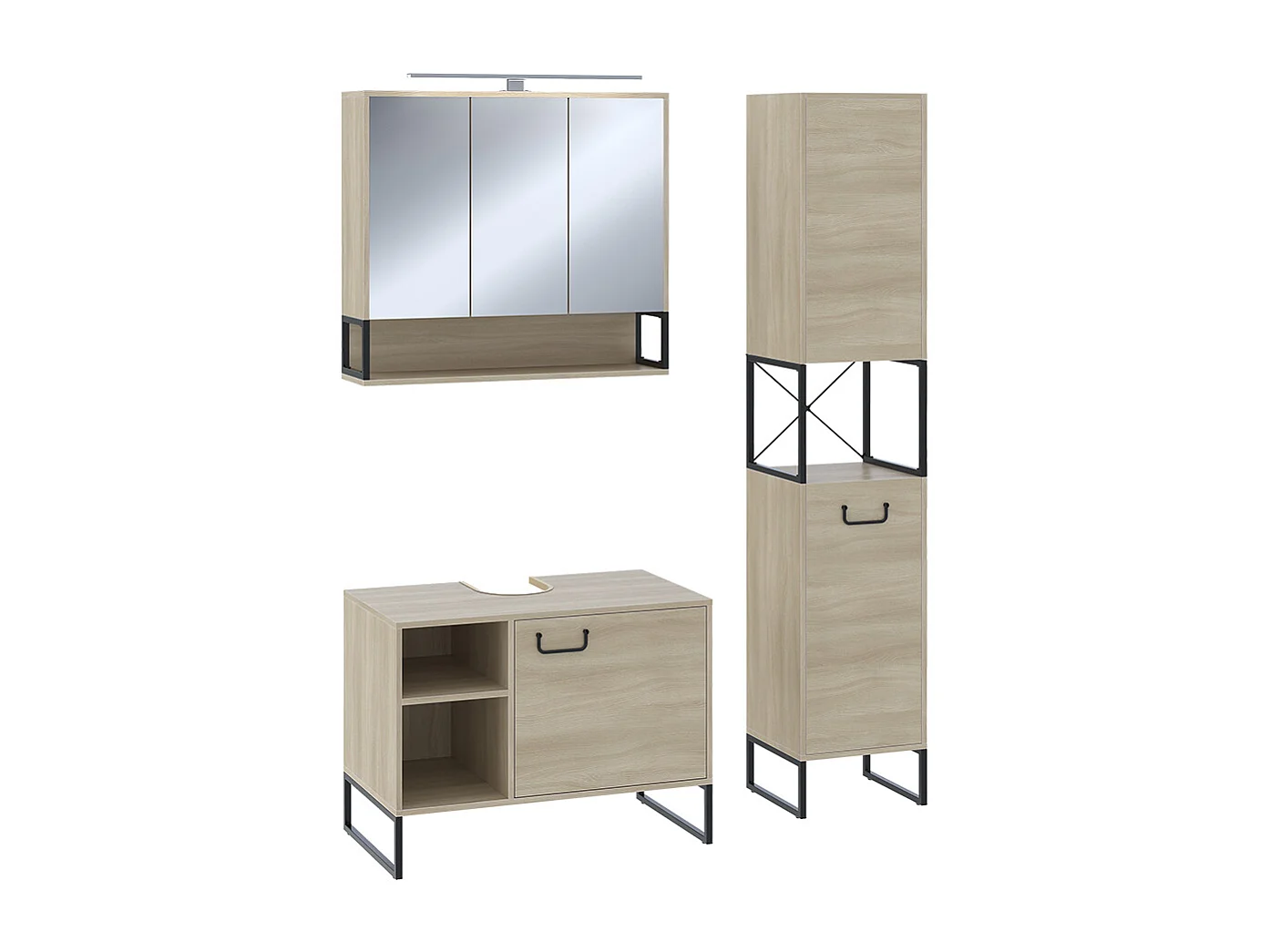 Conjunto de muebles de baño roble/negro 80x45.5x60 vionna