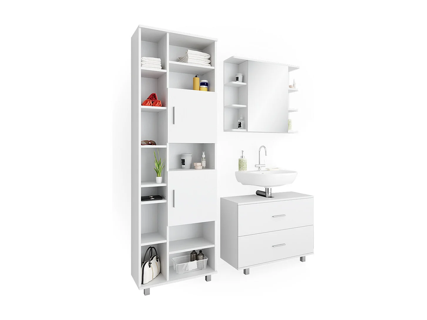 Set mobili bagno bianco 80.2x33x60.8 ilias