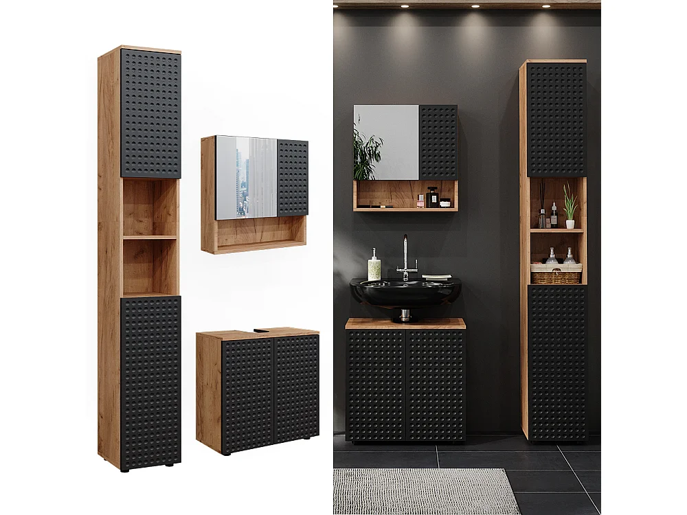 Meubles bain anthracite à pois 80x41x58.6 irma