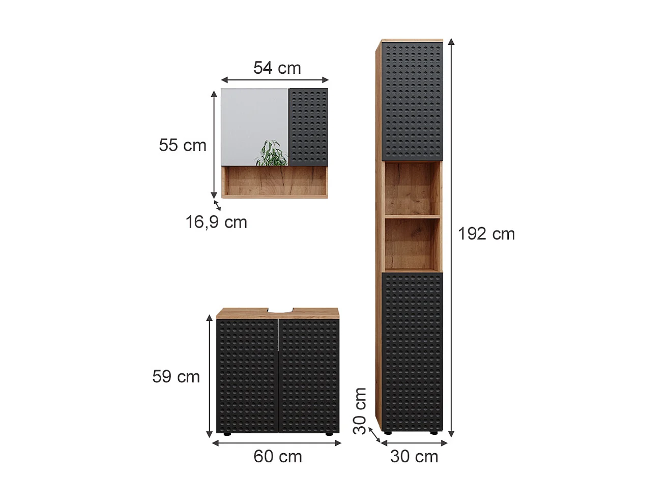 Meubles bain anthracite à pois 80x41x58.6 irma
