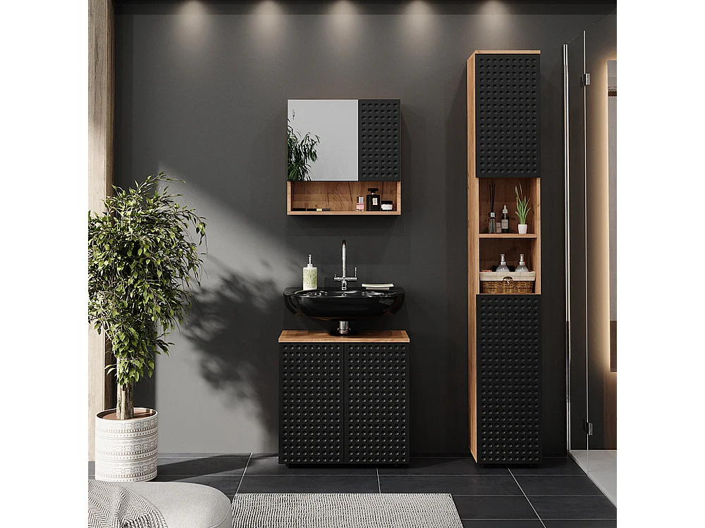 Meubles bain anthracite à pois 80x41x58.6 irma