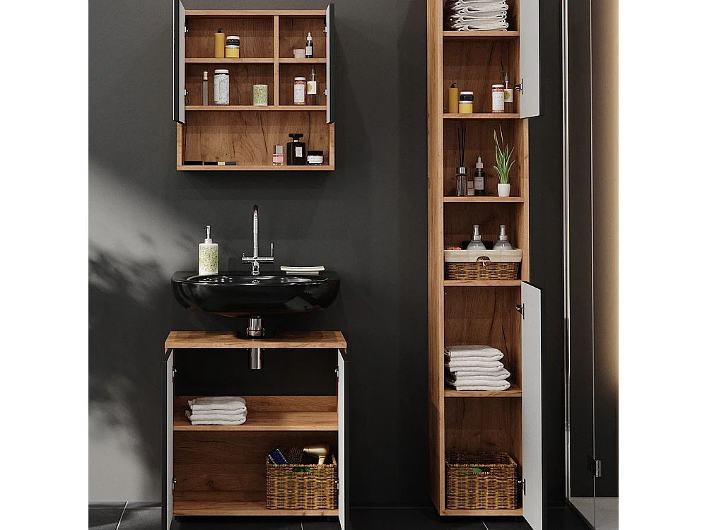 Meubles bain anthracite à pois 80x41x58.6 irma