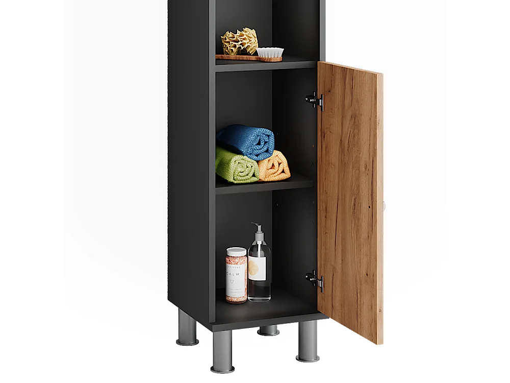 Set di mobili da bagno antracite/quercia dorata 60x32x54 fynn