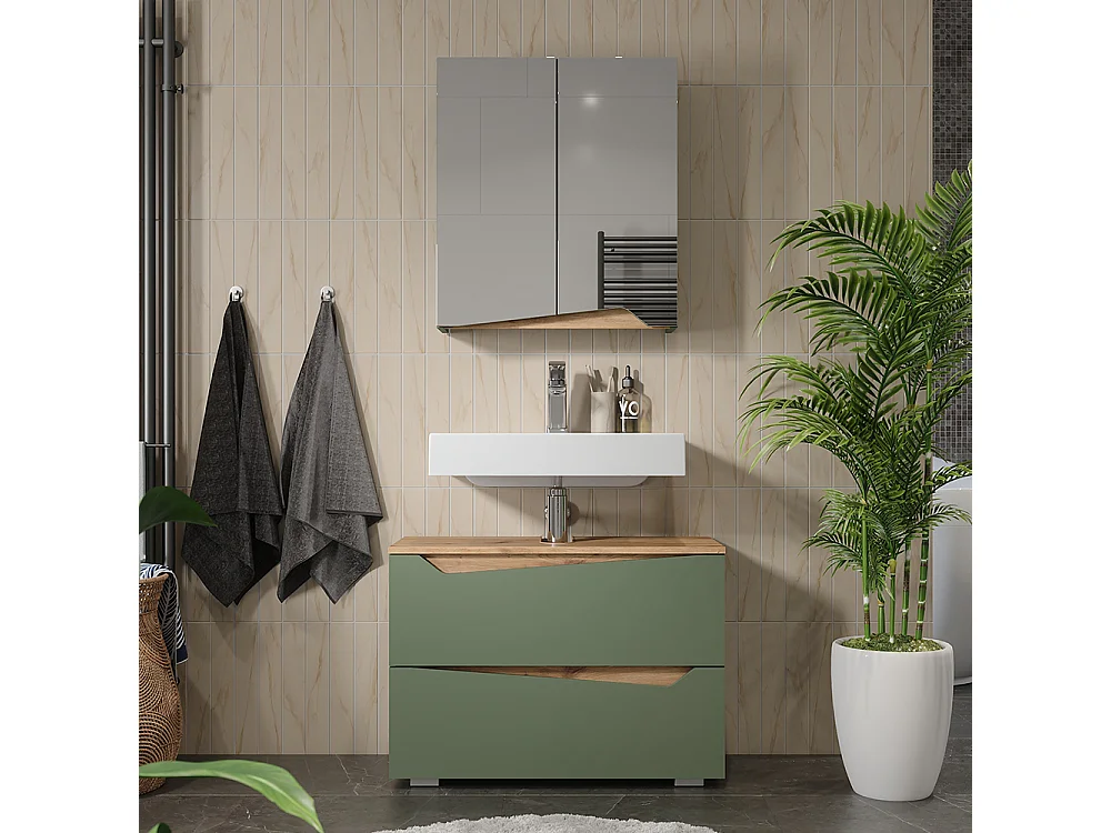 Meubles bain vert/artisan 80x35x57.5 marelle