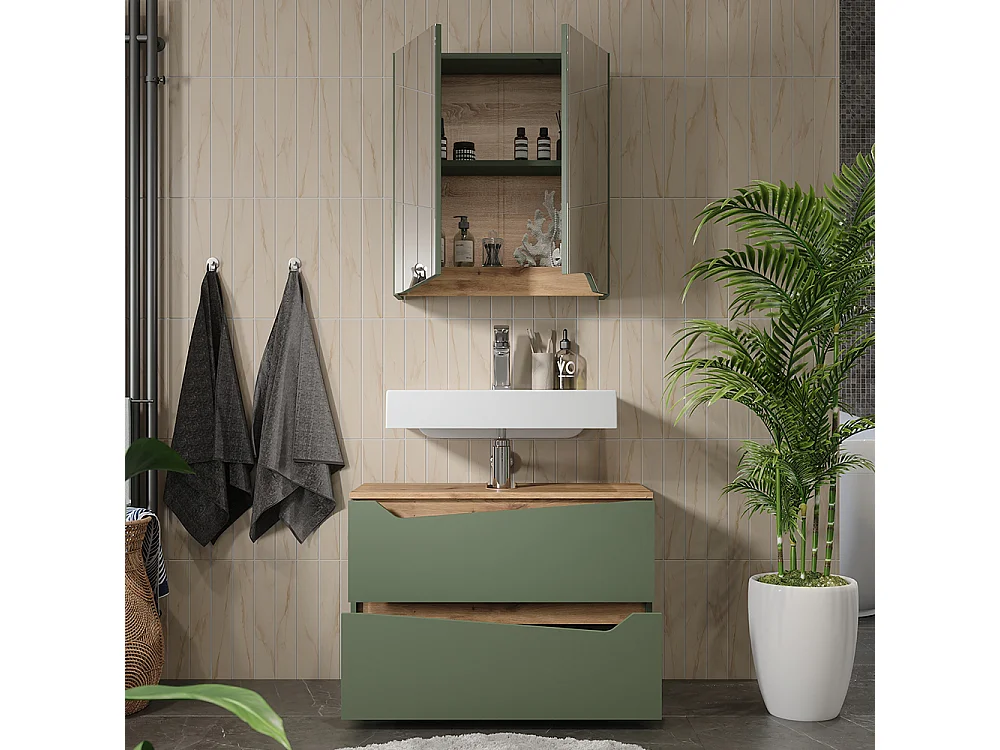 Meubles bain vert/artisan 80x35x57.5 marelle