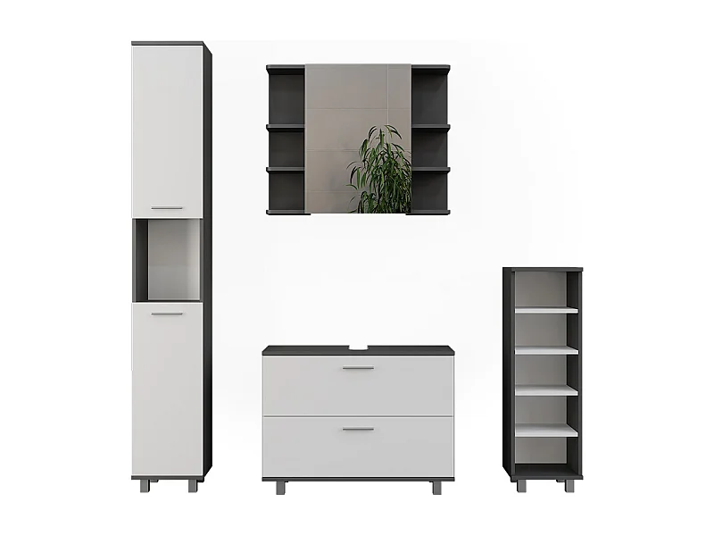 Badmöbel-Set anthrazit/weiß 80.2x33x60.8 ilias