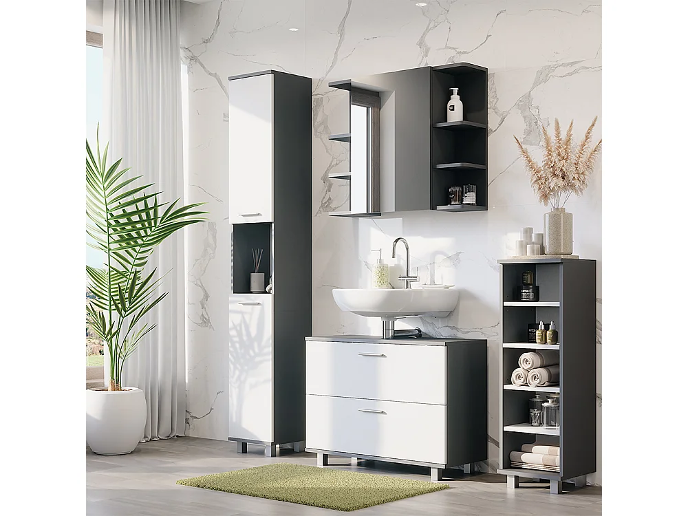 Set di mobili da bagno antracite/bianco 80.2x33x60.8 ilias