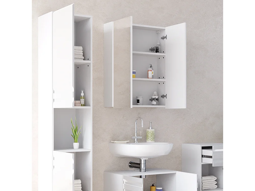 Conjunto de muebles de baño blanco alto brillo 56x34x60 fredd