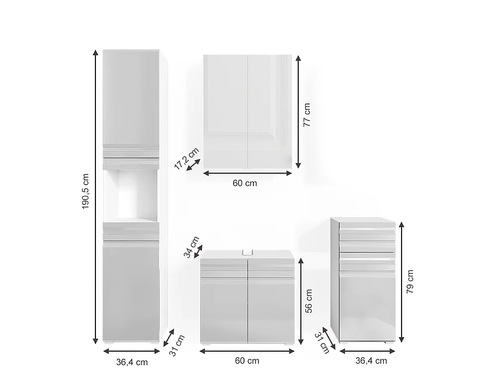 Meubles bain blanc haute brillance 56x34x60 fredd