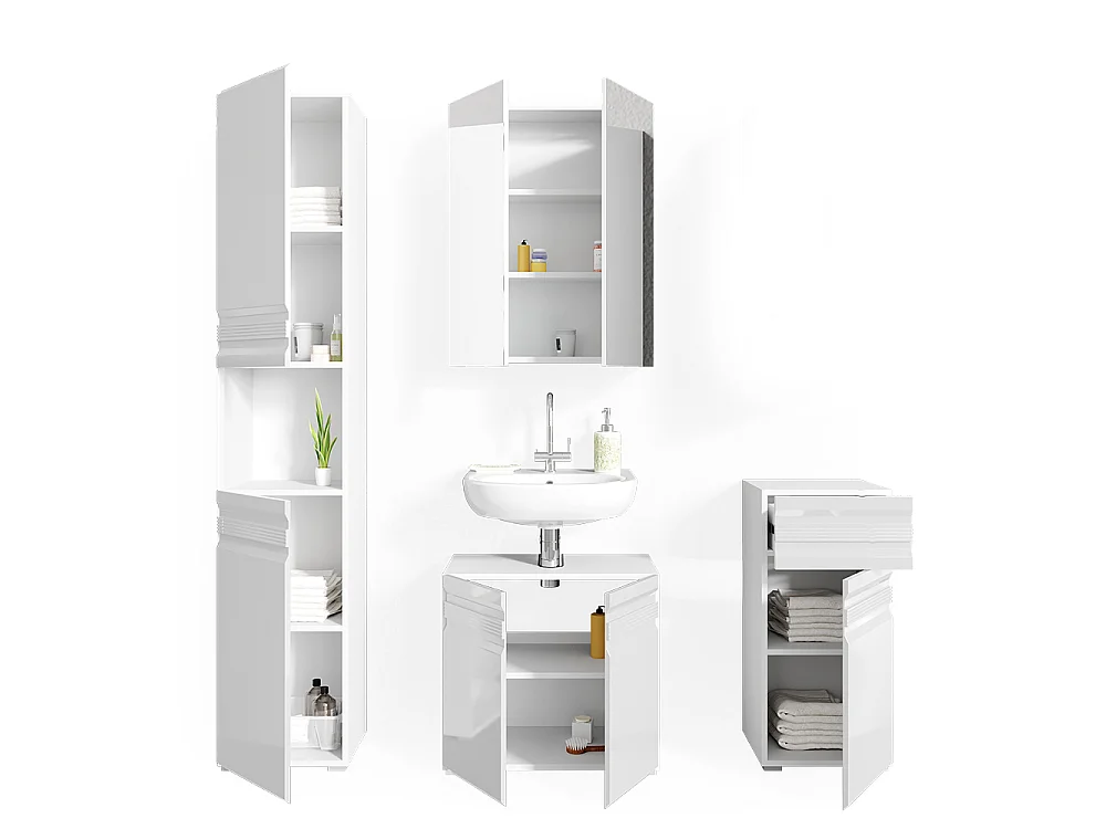 Meubles bain blanc haute brillance 56x34x60 fredd