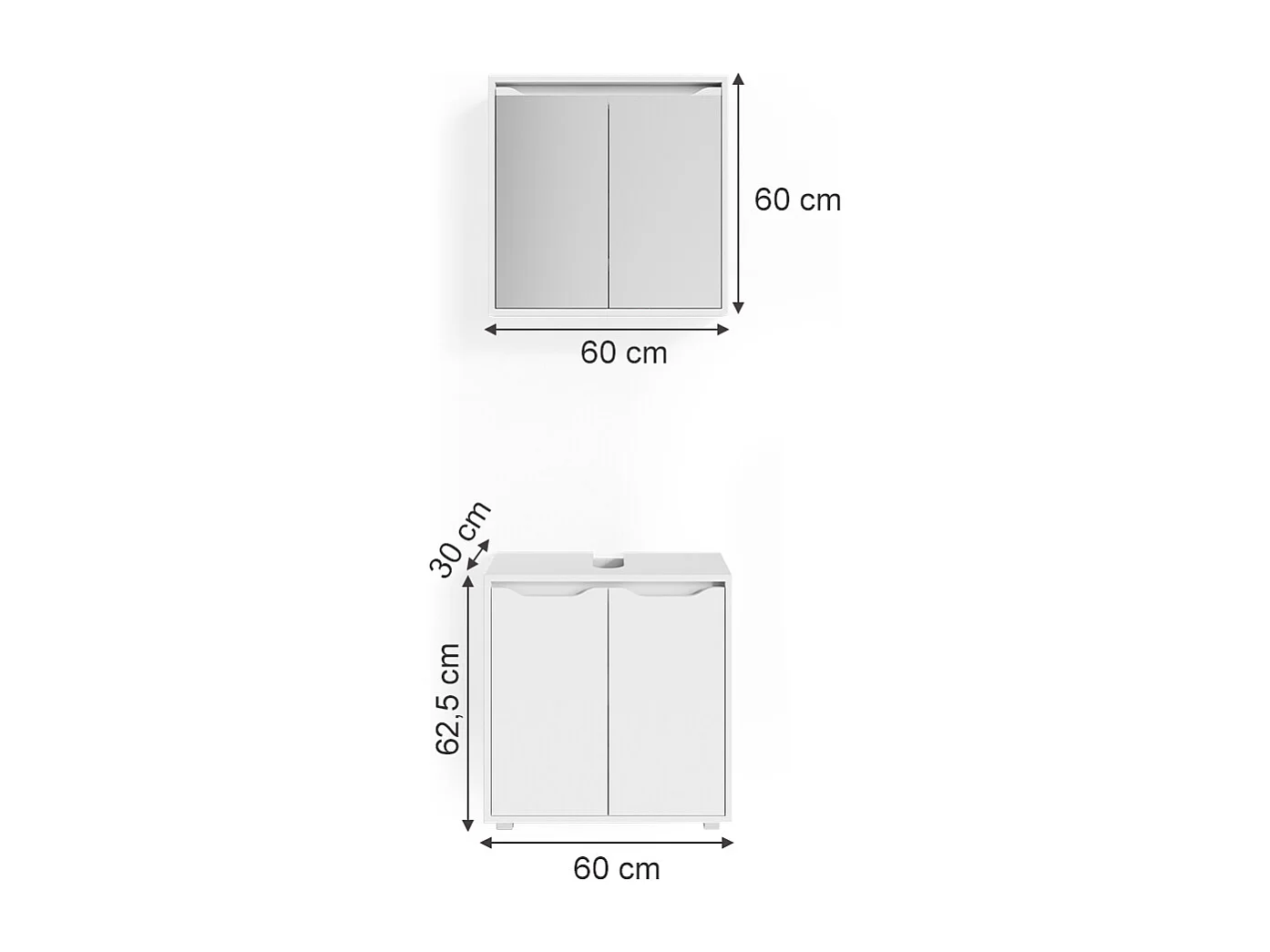 Meubles bain blanc 60x30x62 ruben