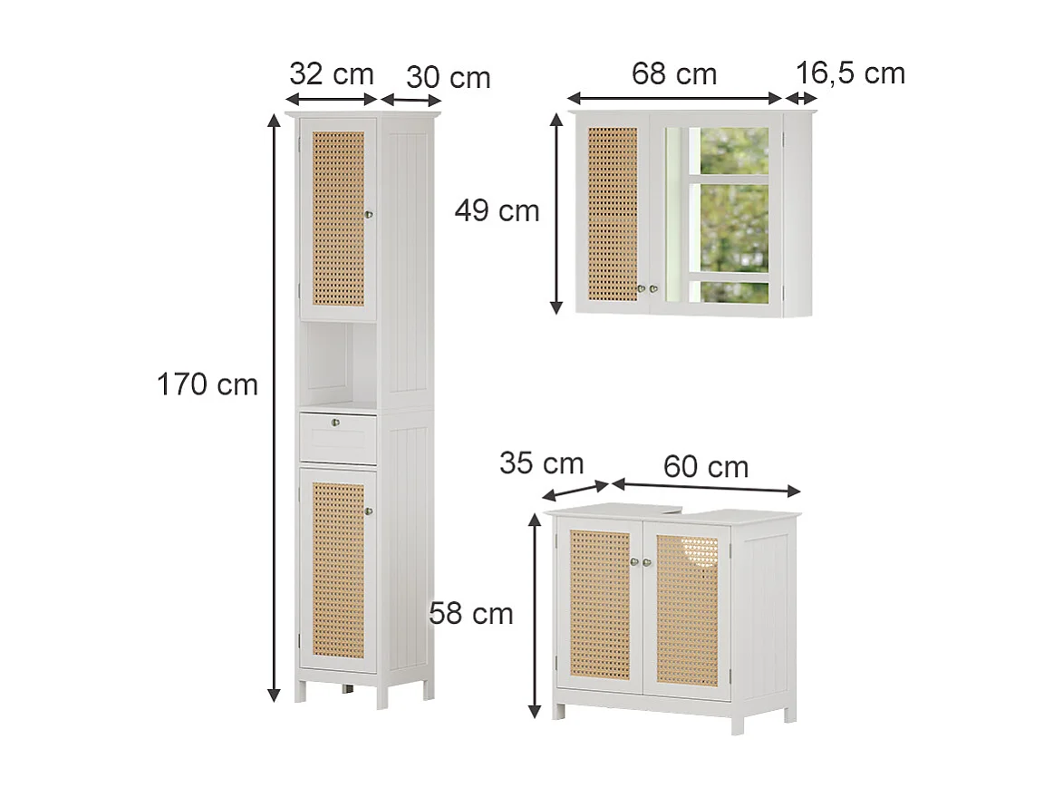 Meubles bain blanc 60x35x58 rosario