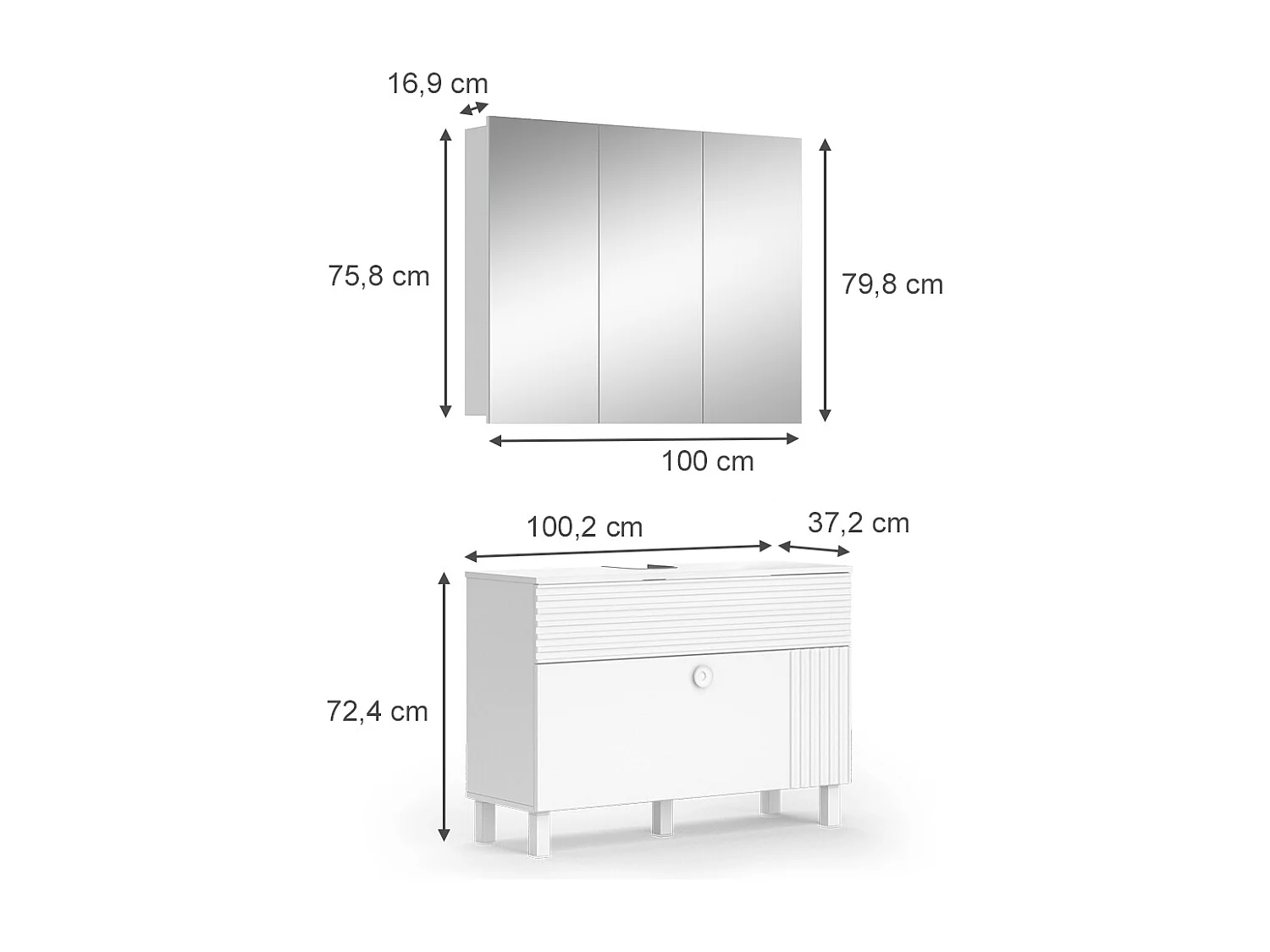 Badmöbel-Set weiß 100x37x72 sola