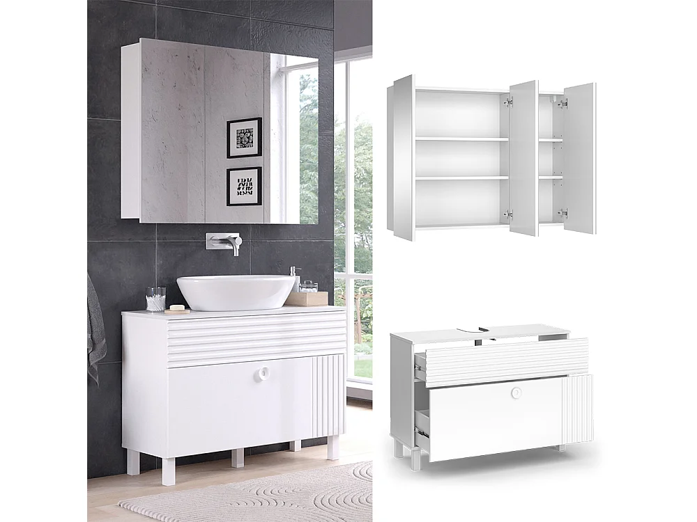 Meubles bain blanc 100x37x72 sola