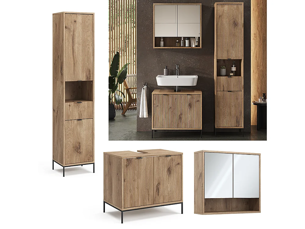 Meubles bain chêne viking 70x45x63 eliza