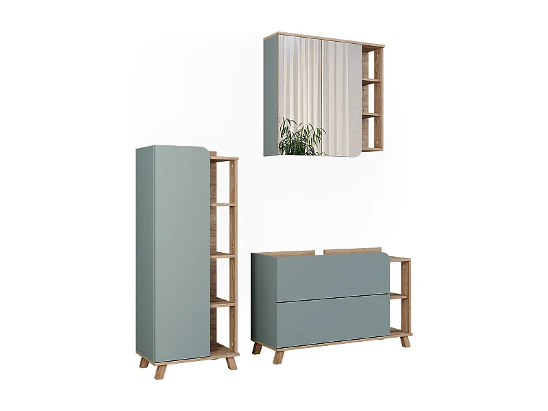 Badkamermeubelset sonoma/blauw 100x35x65 karen