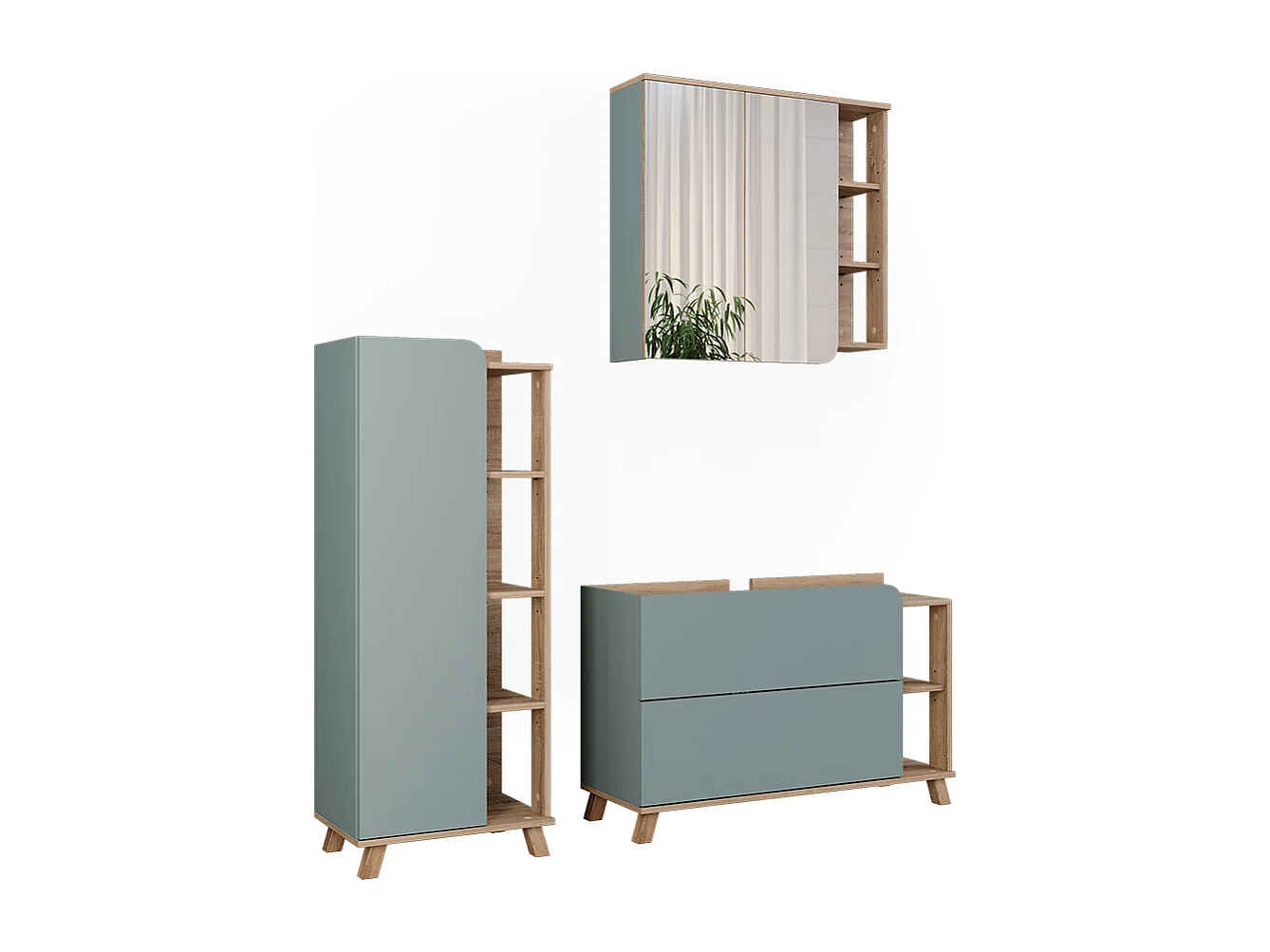 Badkamermeubelset sonoma/blauw 100x35x65 karen