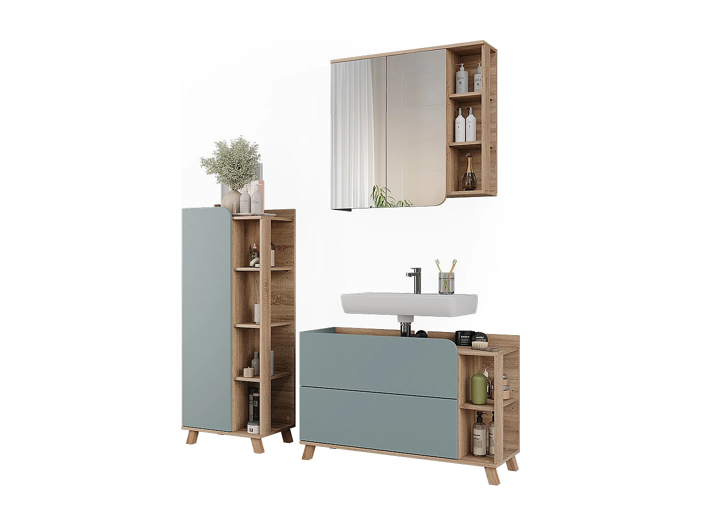 Meubles bain sonoma/bleu 100x35x65 karen