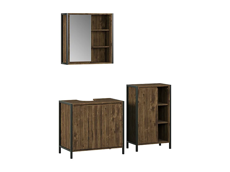 Set di mobili da bagno quercia/nero 70x40x65 naola