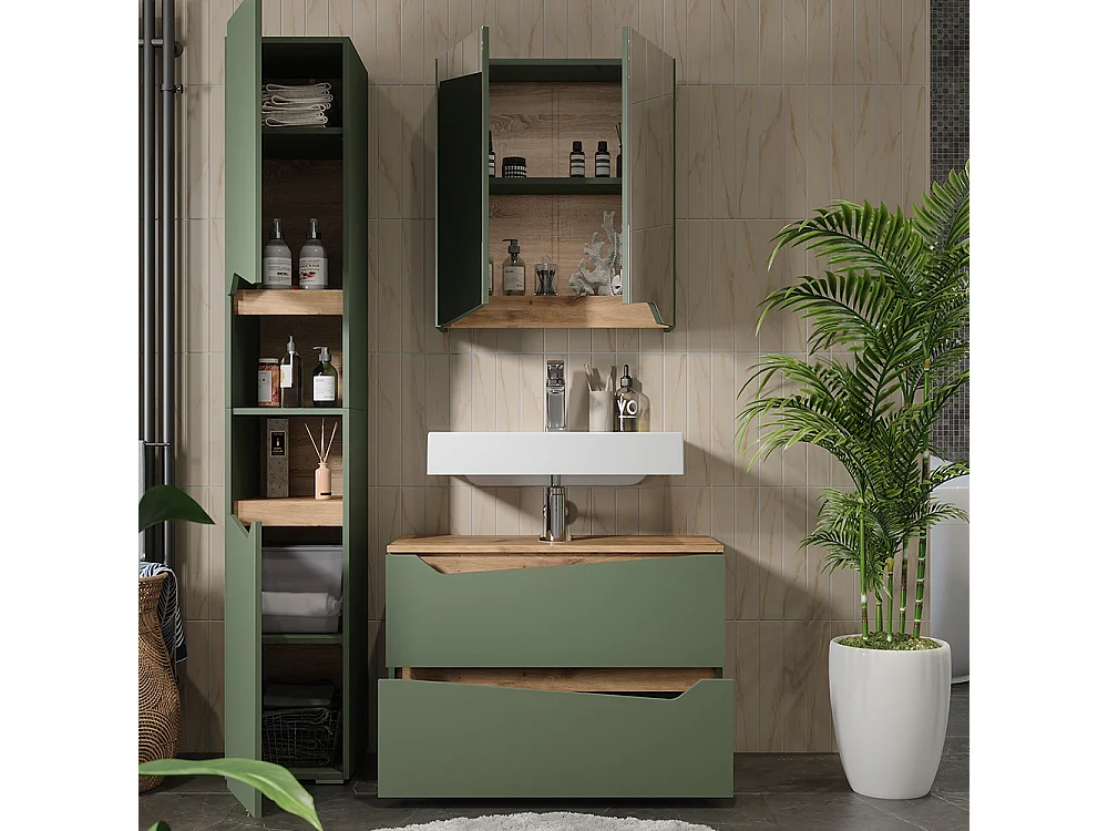 Badkamermeubelset groen/kunstzinnig 80x35x57.5 marelle