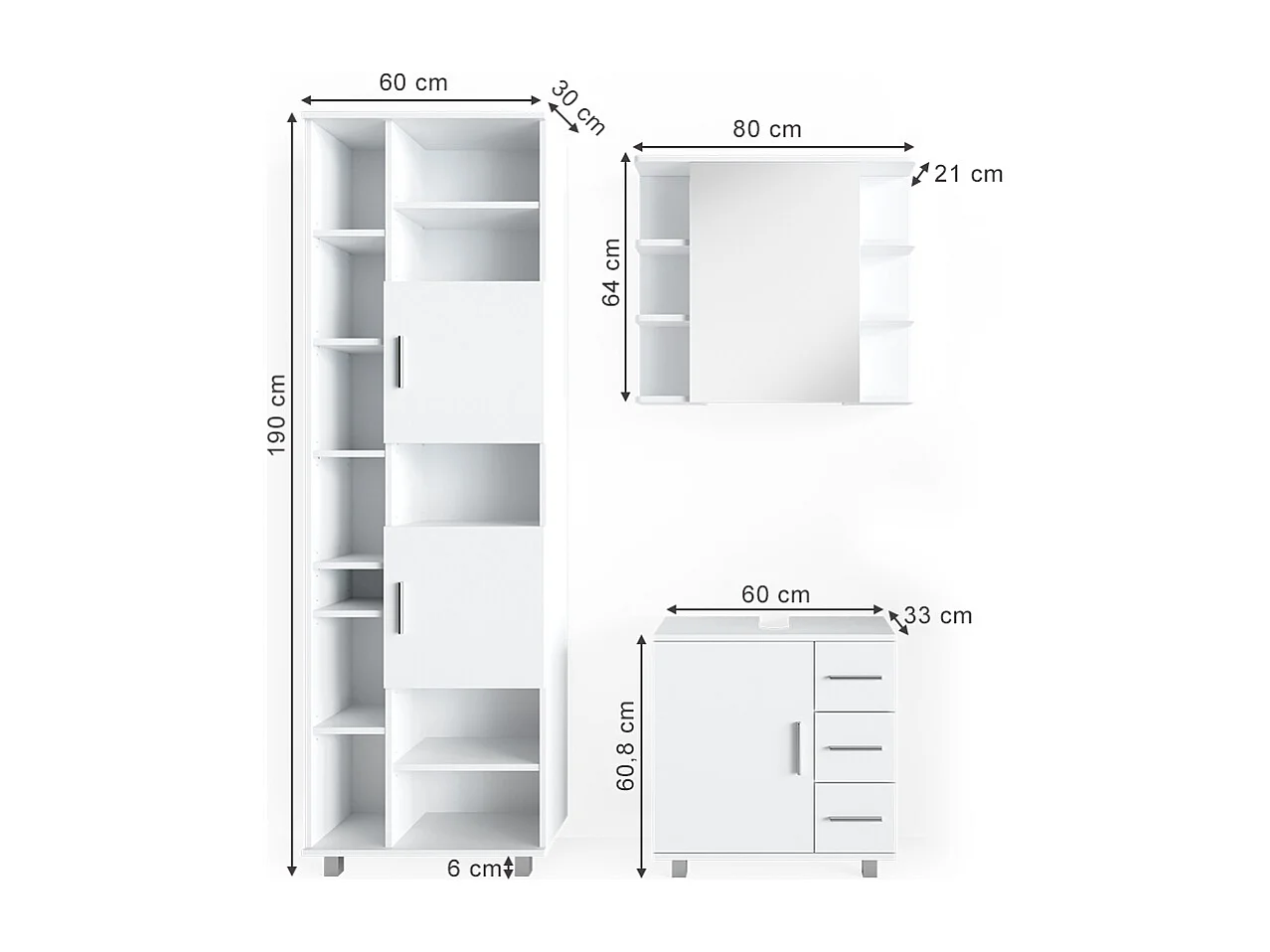 Meubles bain blanc 60x33x60.8 ilias