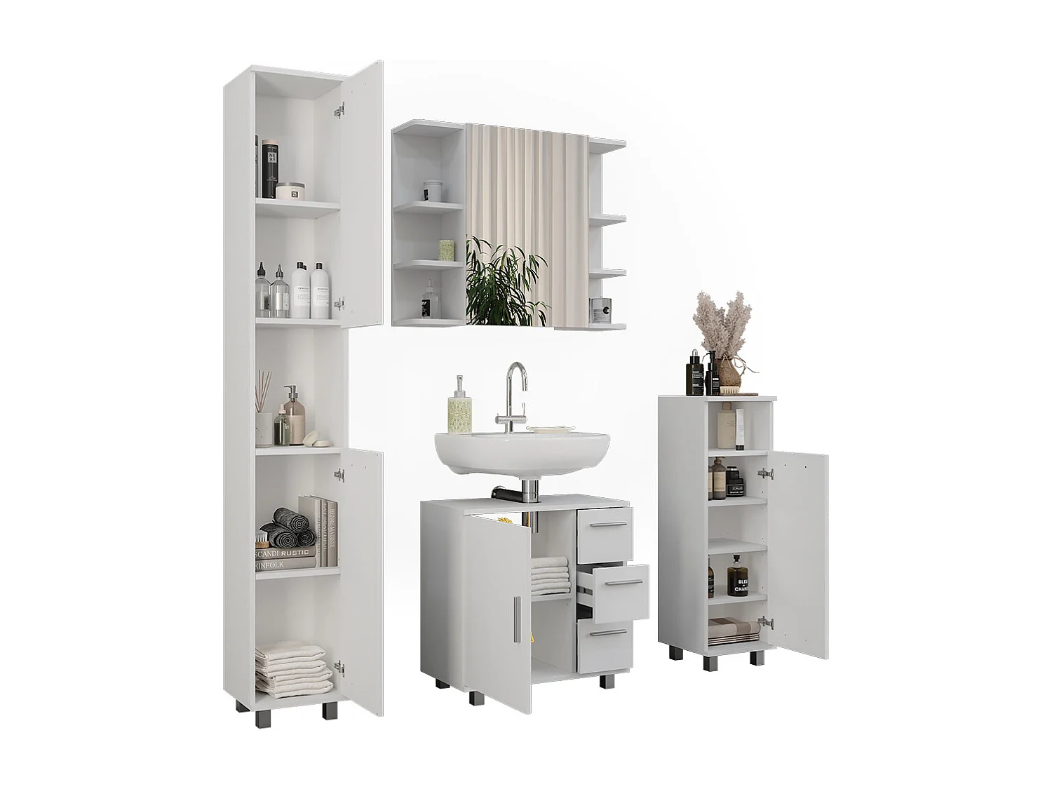 Set di mobili da bagno bianco 60.2x33x60.8 ilias
