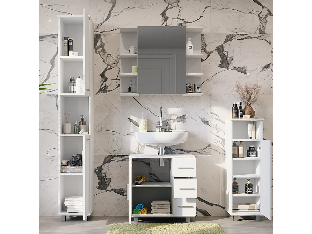 Set di mobili da bagno bianco 60.2x33x60.8 ilias