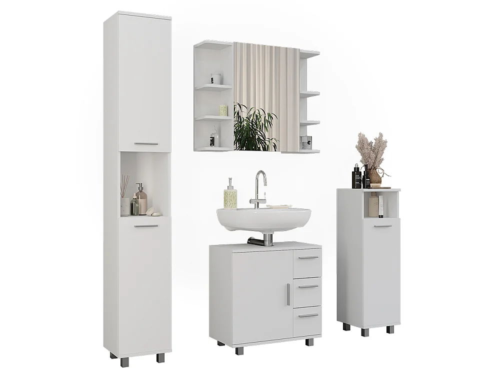 Set di mobili da bagno bianco 60.2x33x60.8 ilias