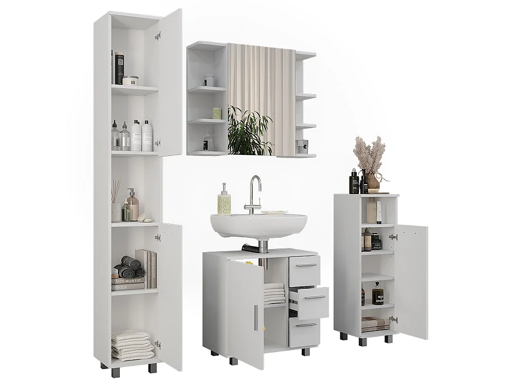 Set di mobili da bagno bianco 60.2x33x60.8 ilias