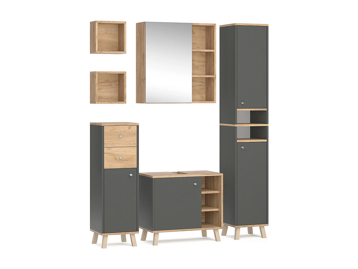 Set mobili bagno antracite 62x32x54 senyo