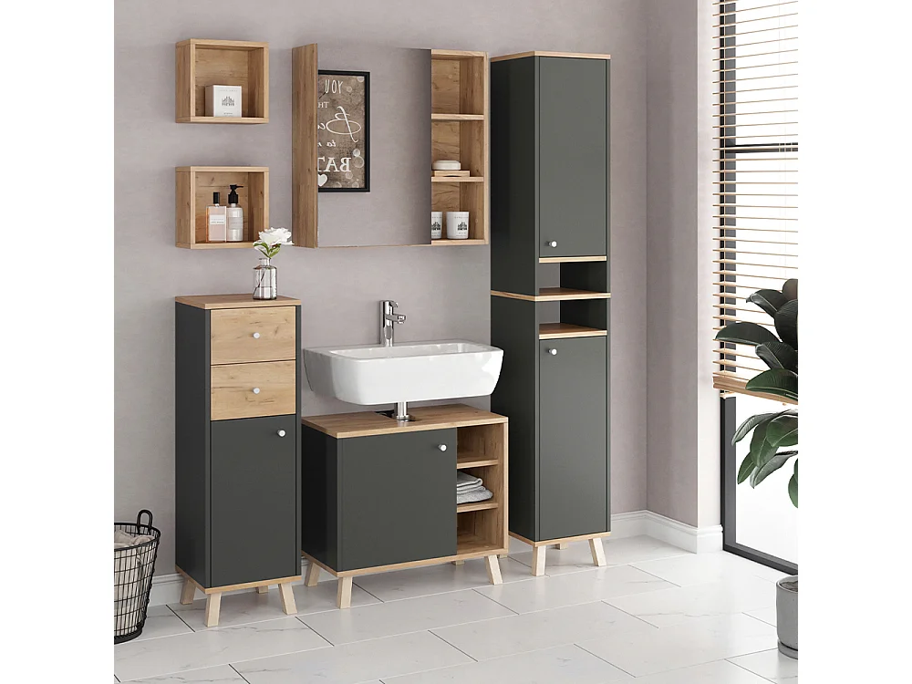 Meubles bain anthracite 62x32x54 senyo