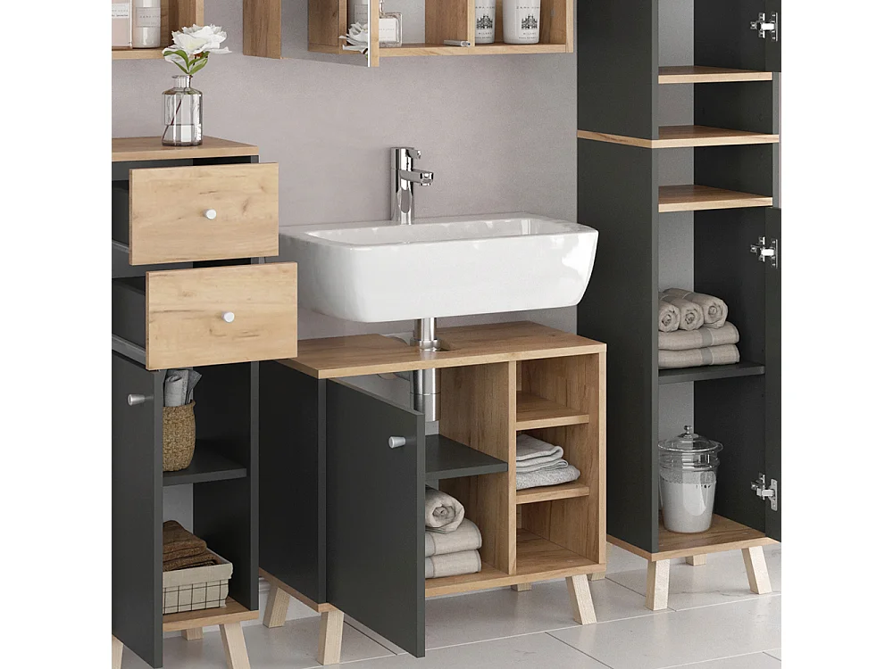 Badmöbel-Set anthrazit 62x32x54 senyo