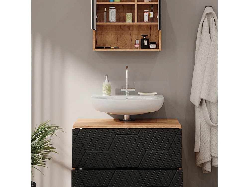 Set mobili bagno antracite con struttura a nido dape 80x41x58.6 irma