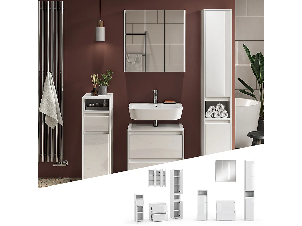 Badmöbel-Set weiß 60x30x62 majest