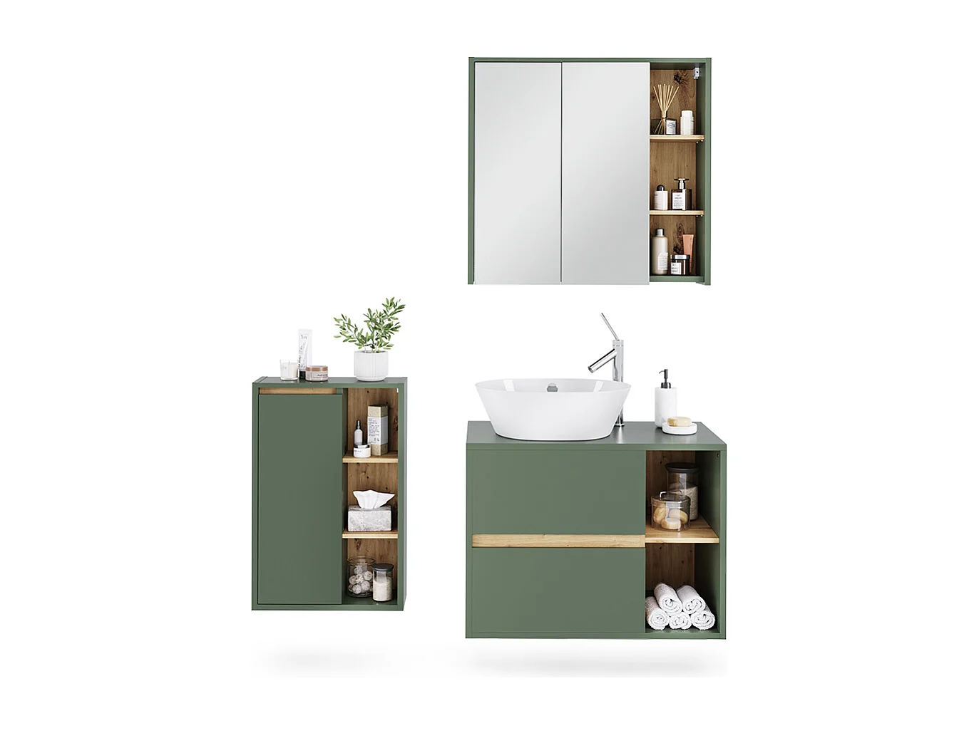 Ensemble de meubles de salle de bains vert/artisan 80x46x60 viola