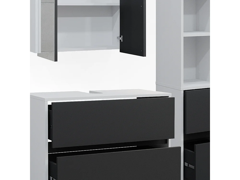 Meubles bain blanc/anthracite 80x40x58 maltin