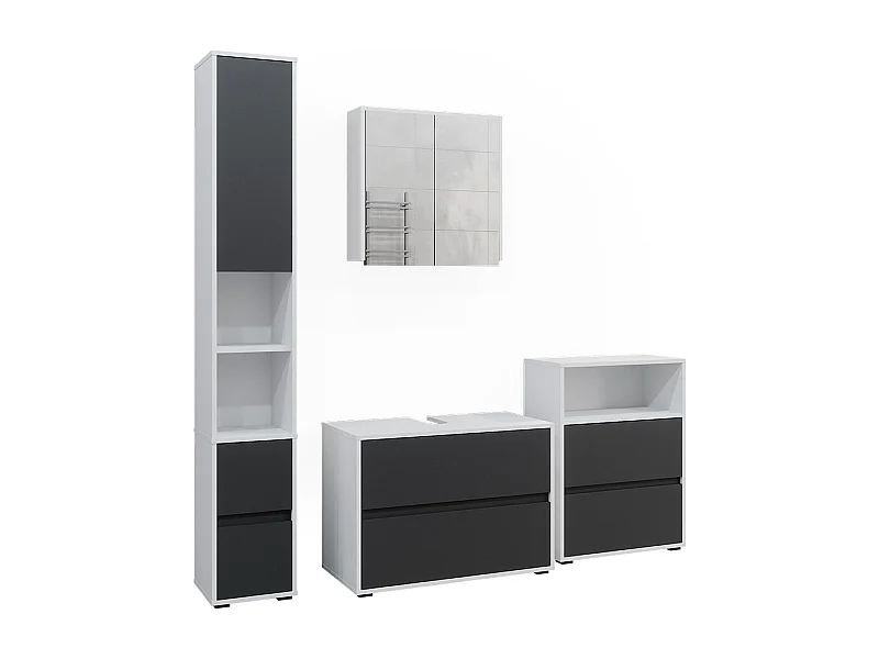 Badmöbel-Set weiß/anthrazit 80x40x58 maltin