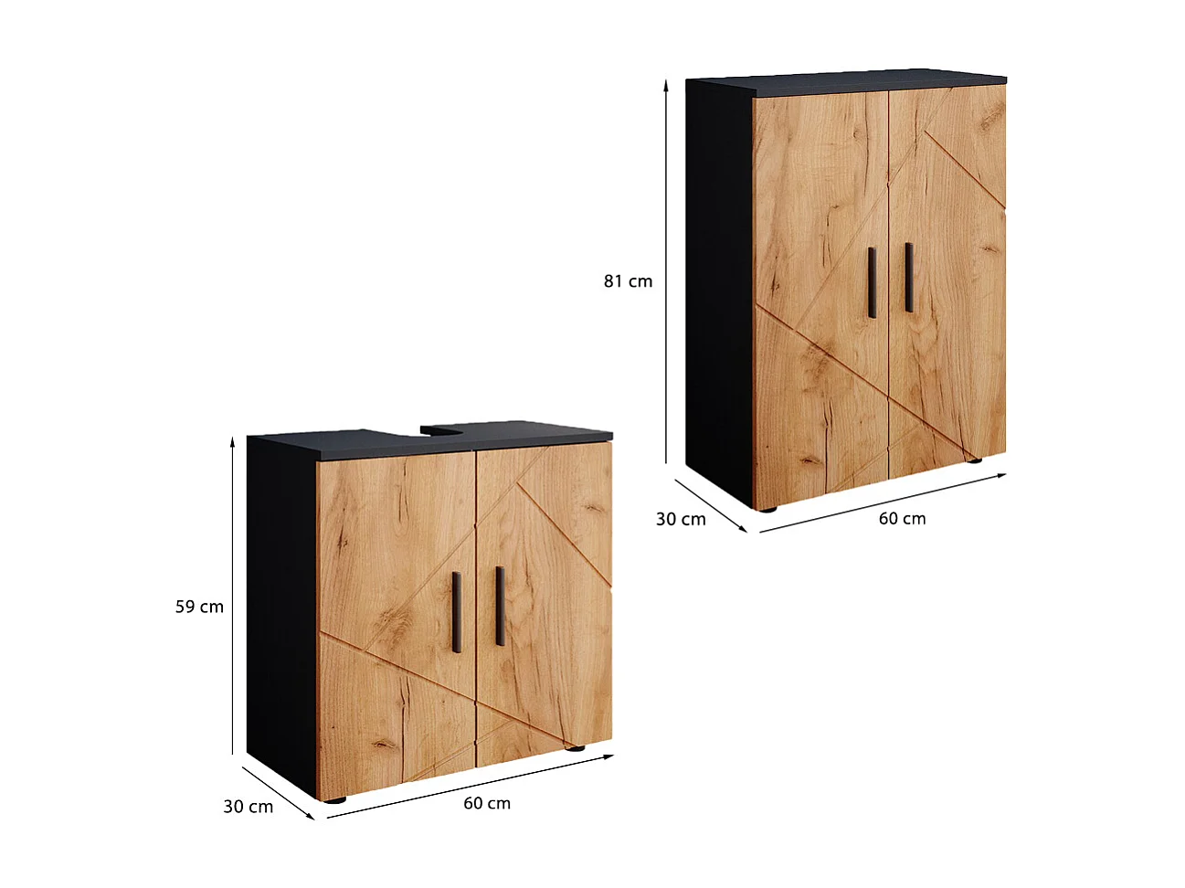 Set di mobili da bagno quercia dorata/antracite 60x30x81 irma