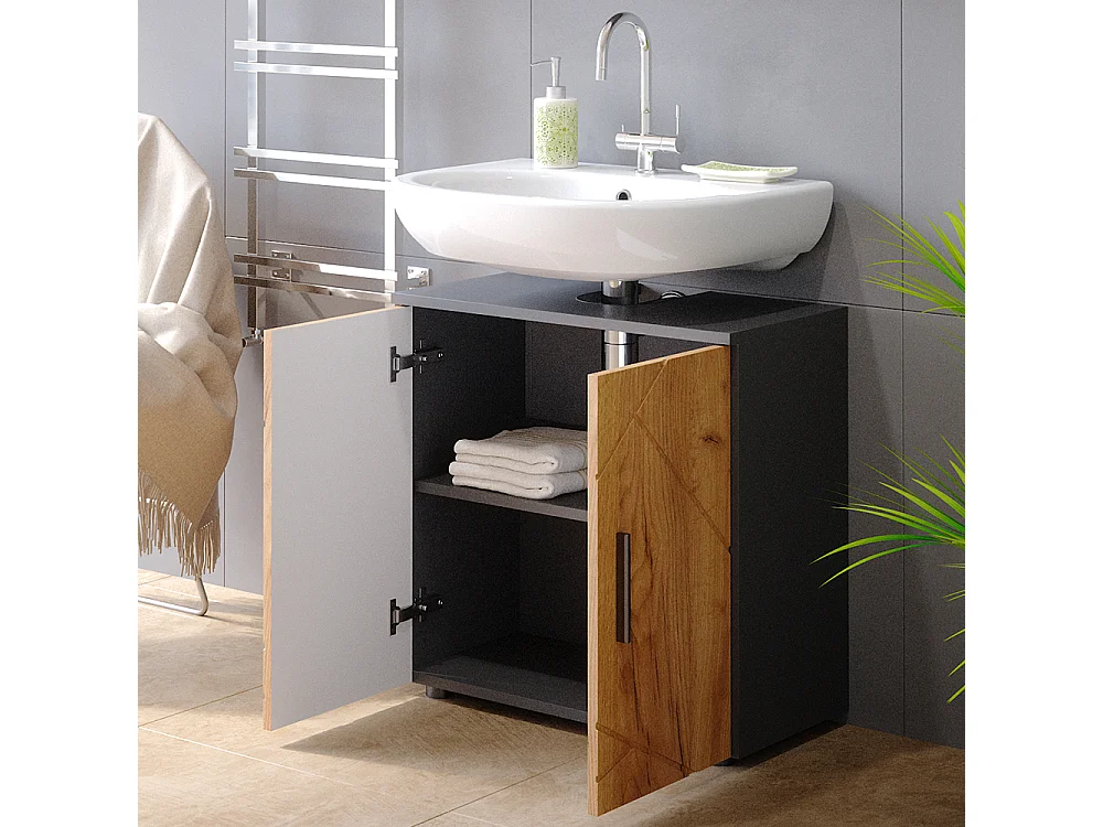 Set di mobili da bagno quercia dorata/antracite 60x30x81 irma