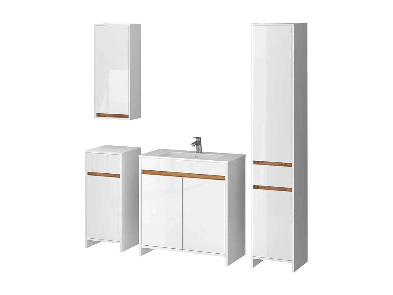 Badkamermeubelset wit hoogglans 79.8x40x81.9 lemgo