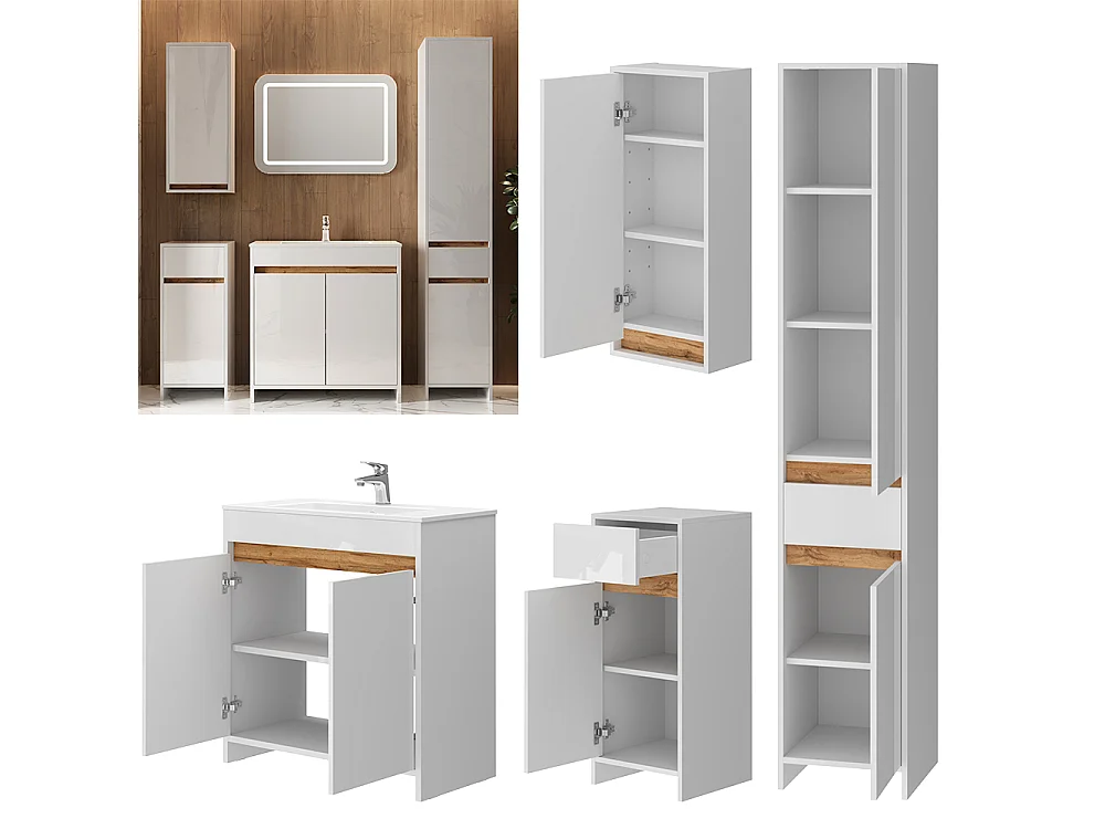 Badkamermeubelset wit hoogglans 79.8x40x81.9 lemgo