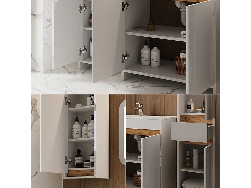 Badkamermeubelset wit hoogglans 79.8x40x81.9 lemgo